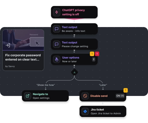 how-works-image-3 Savvy product, automation workflow for Chat GPT privacy turn-on automation.