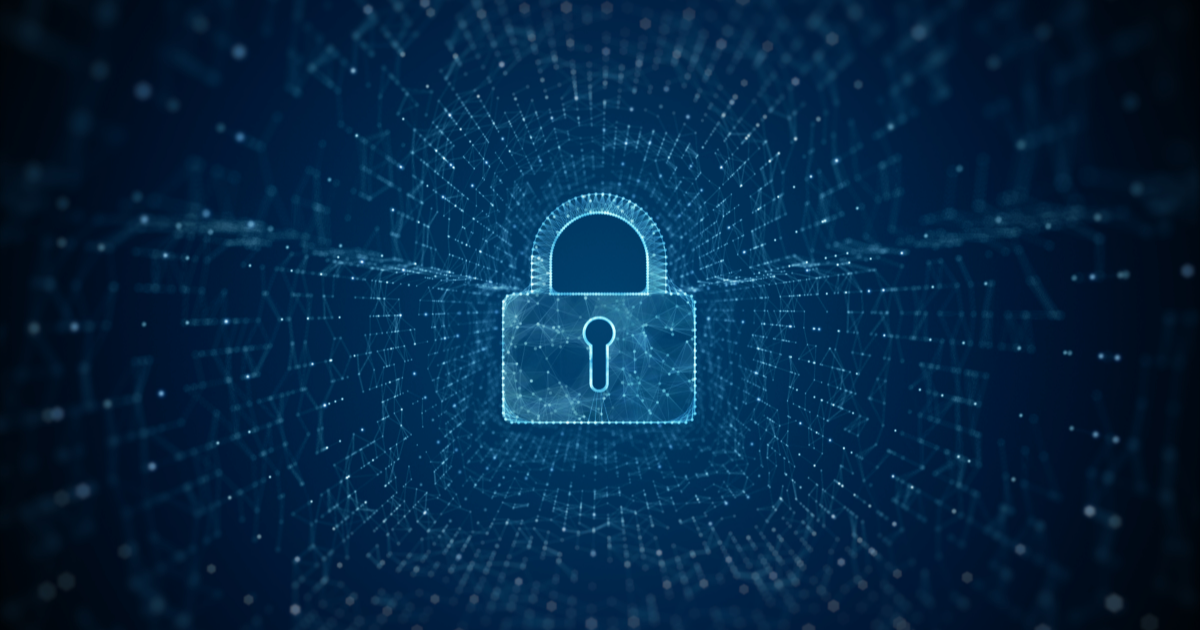 A digital padlock symbol, enveloped by a network of connected dots, signifies robust cybersecurity in the realm of SaaS identity management.